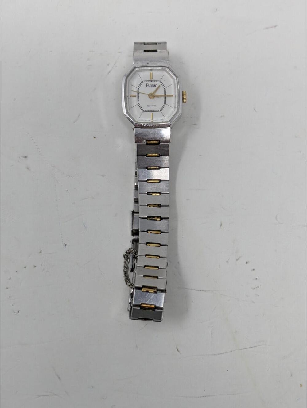 Womens Vintage Pulsar Watch Silver Tone Octagon White DIal Y591 5049